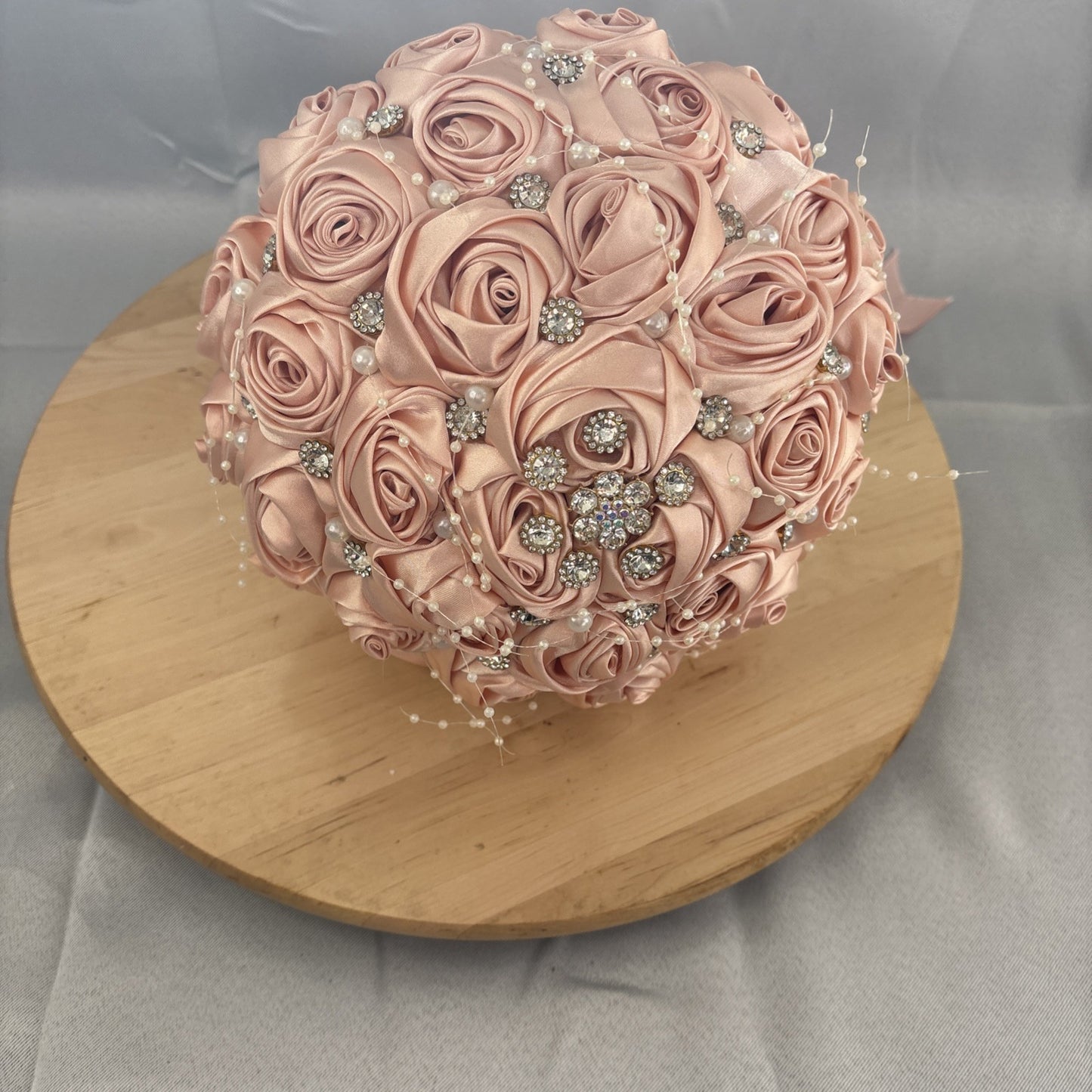 Versatile 8.7" Peach Pink Brooch Bouquet for Weddings & Special Occasions