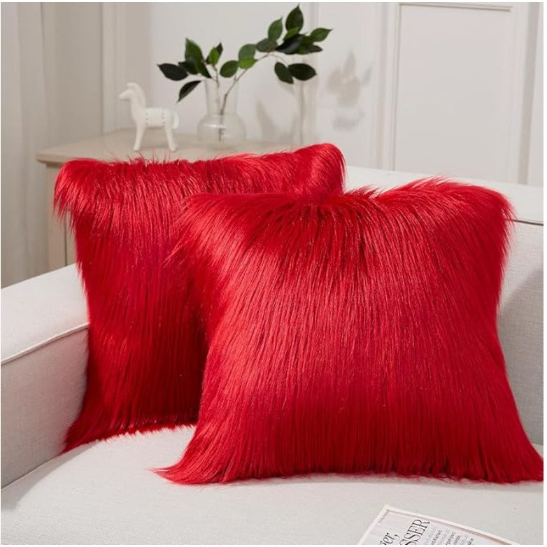 Pack of 2 Faux Fur Throw Pillow Covers Cushion Covers Luxury Soft 20x20in