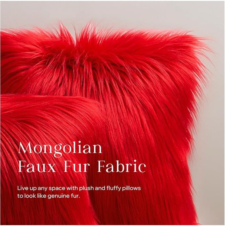 Pack of 2 Faux Fur Throw Pillow Covers Cushion Covers Luxury Soft 20x20in