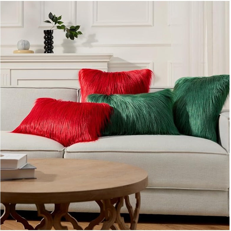 Pack of 2 Faux Fur Throw Pillow Covers Cushion Covers Luxury Soft 20x20in