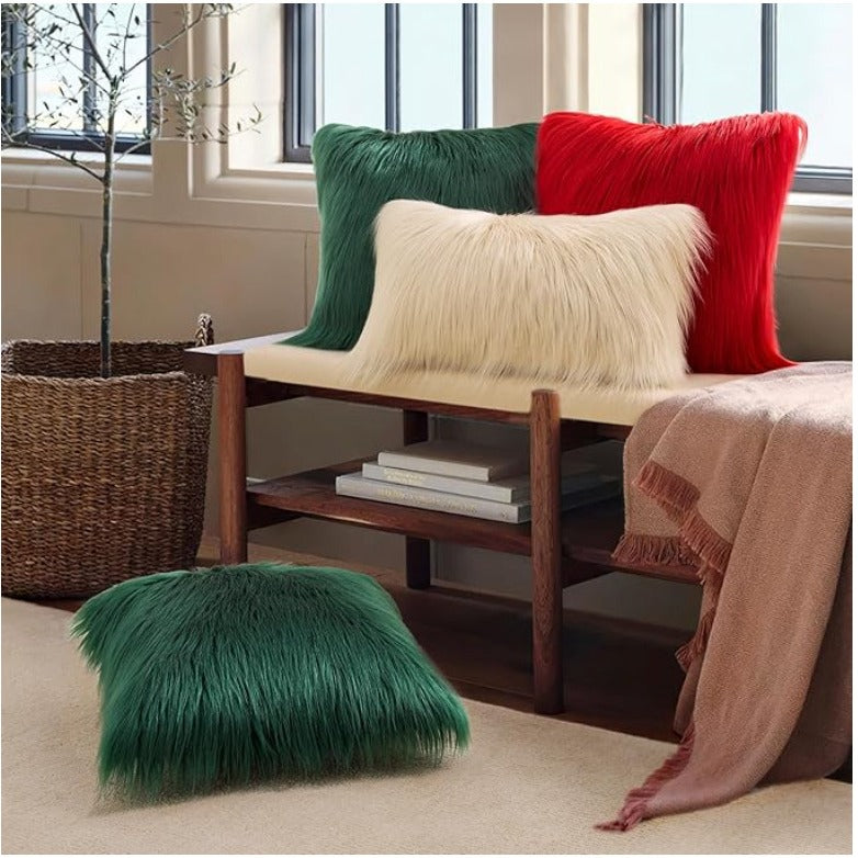 Pack of 2 Faux Fur Throw Pillow Covers Cushion Covers Luxury Soft 20x20in