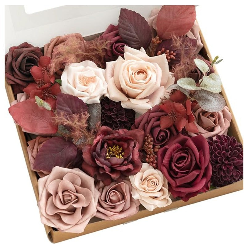 Ling's Dusty Rose Artificial Flowers and Greenery Combo Box Set Elegant Roses