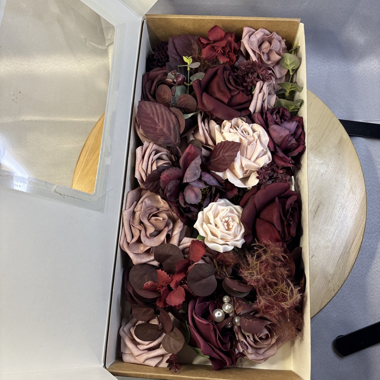 Ling's Dusty Rose Artificial Flowers and Greenery Combo Box Set Elegant Roses
