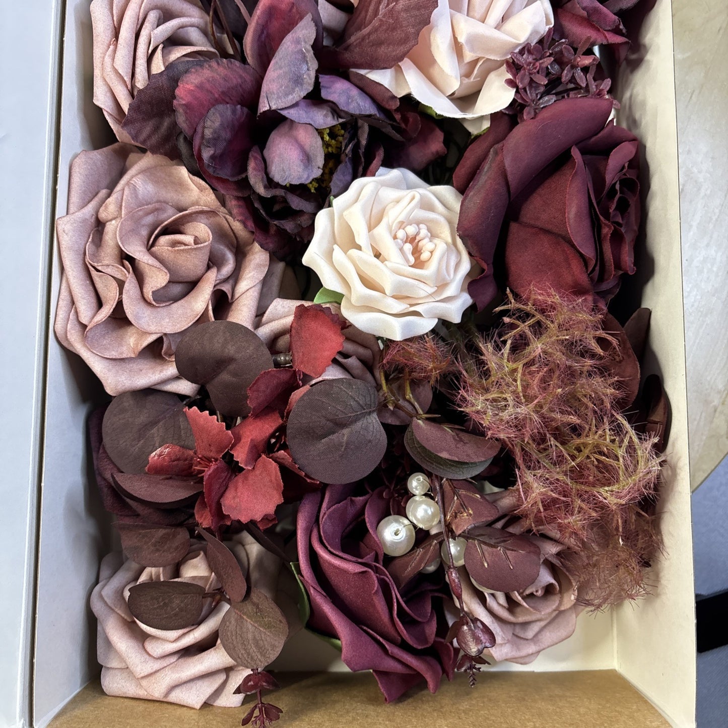 Ling's Dusty Rose Artificial Flowers and Greenery Combo Box Set Elegant Roses