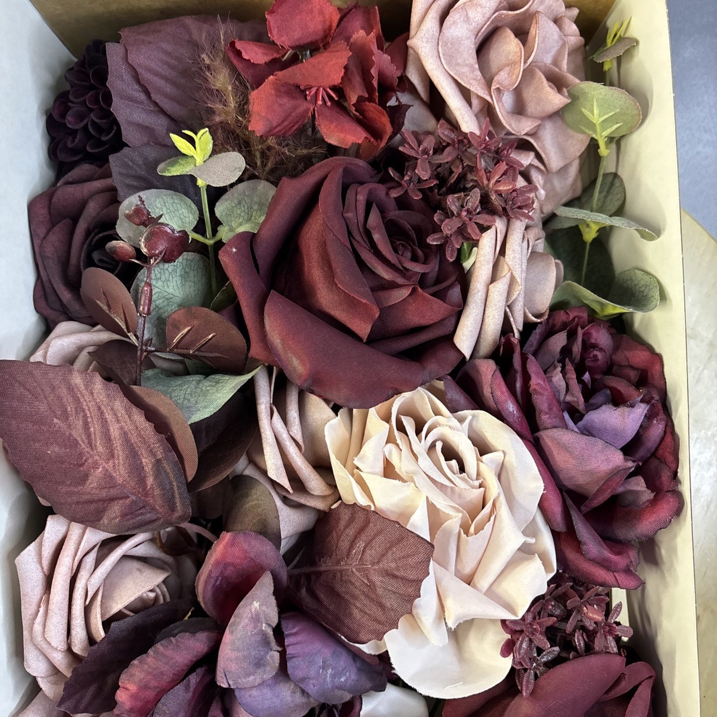Ling's Dusty Rose Artificial Flowers and Greenery Combo Box Set Elegant Roses