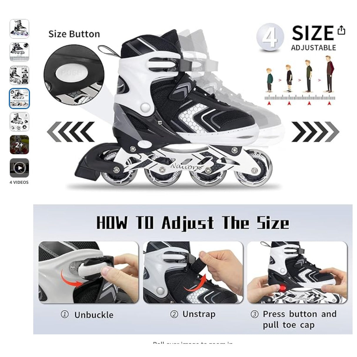 Inline Skates Children Adjustable Inline Skates with Light Up Wheels