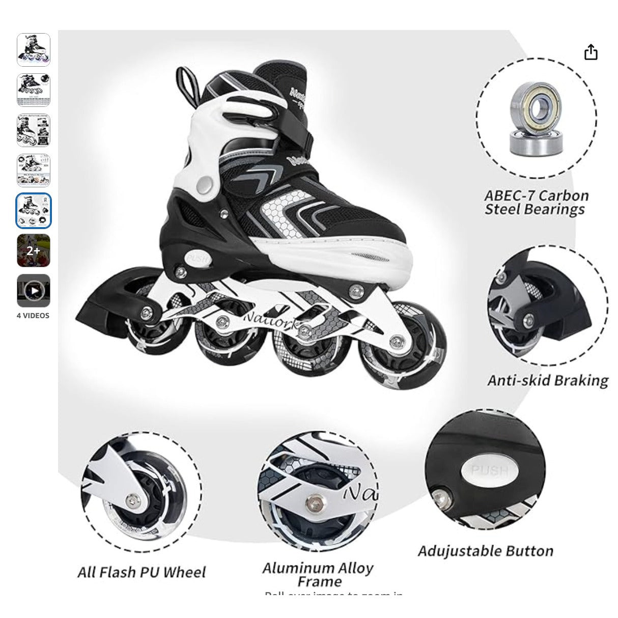 Inline Skates Children Adjustable Inline Skates with Light Up Wheels