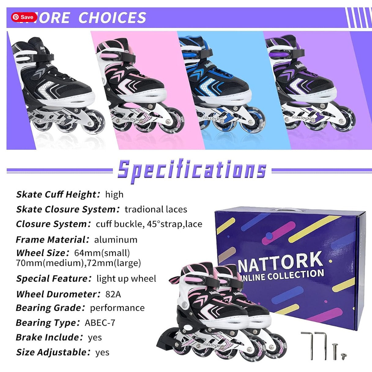 Inline Skates Children Adjustable Inline Skates with Light Up Wheels