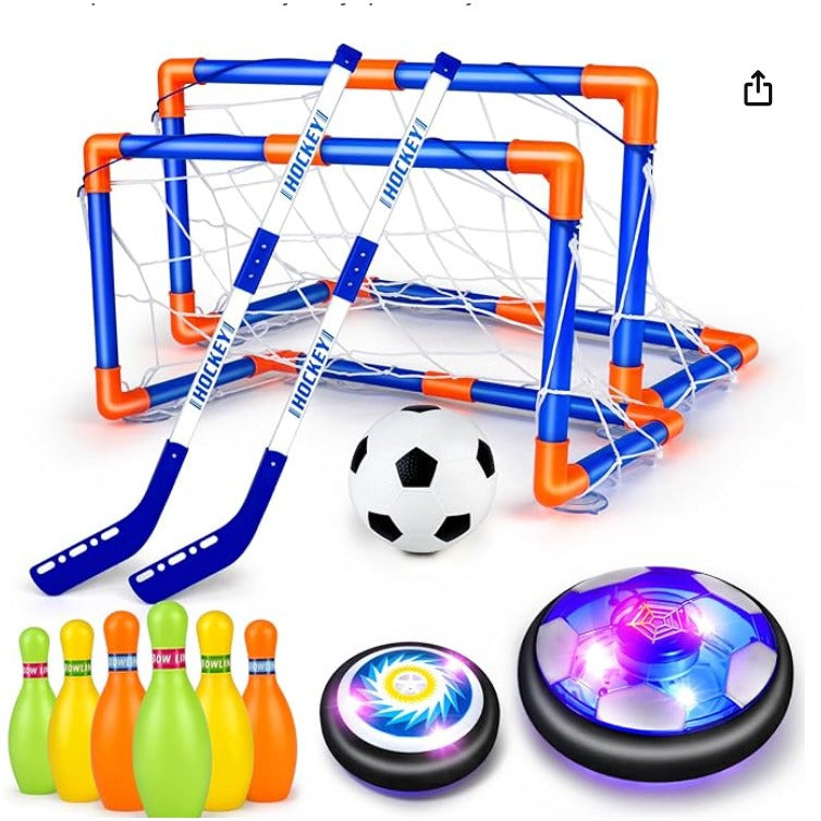 Hockey & Hover Soccer Ball 3-in-1 Set, Gift for Kids Aged 4-6, 6-8, 8-12, Ind...
