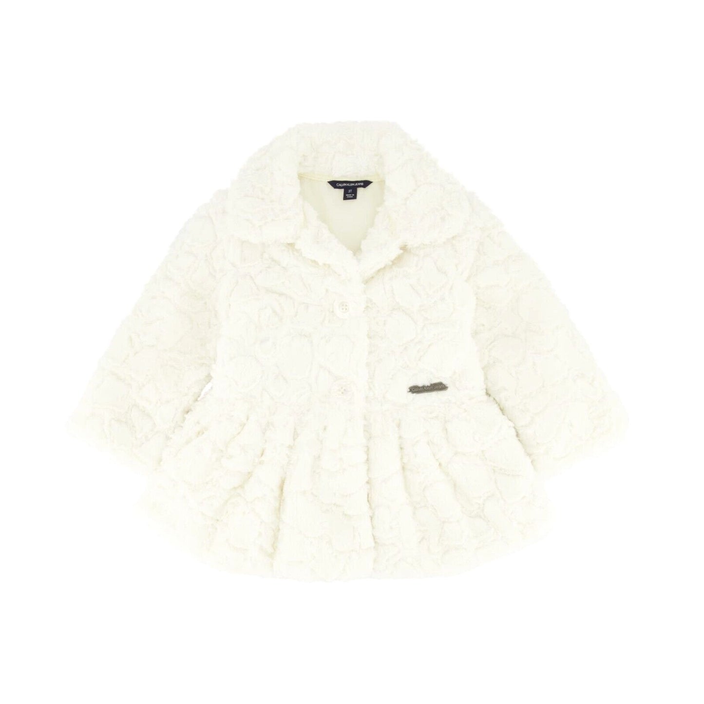 Calvin Klein Ivory Fluffy Faux Fur Super Soft Jacket Coat Size 5T Girls- Cute!