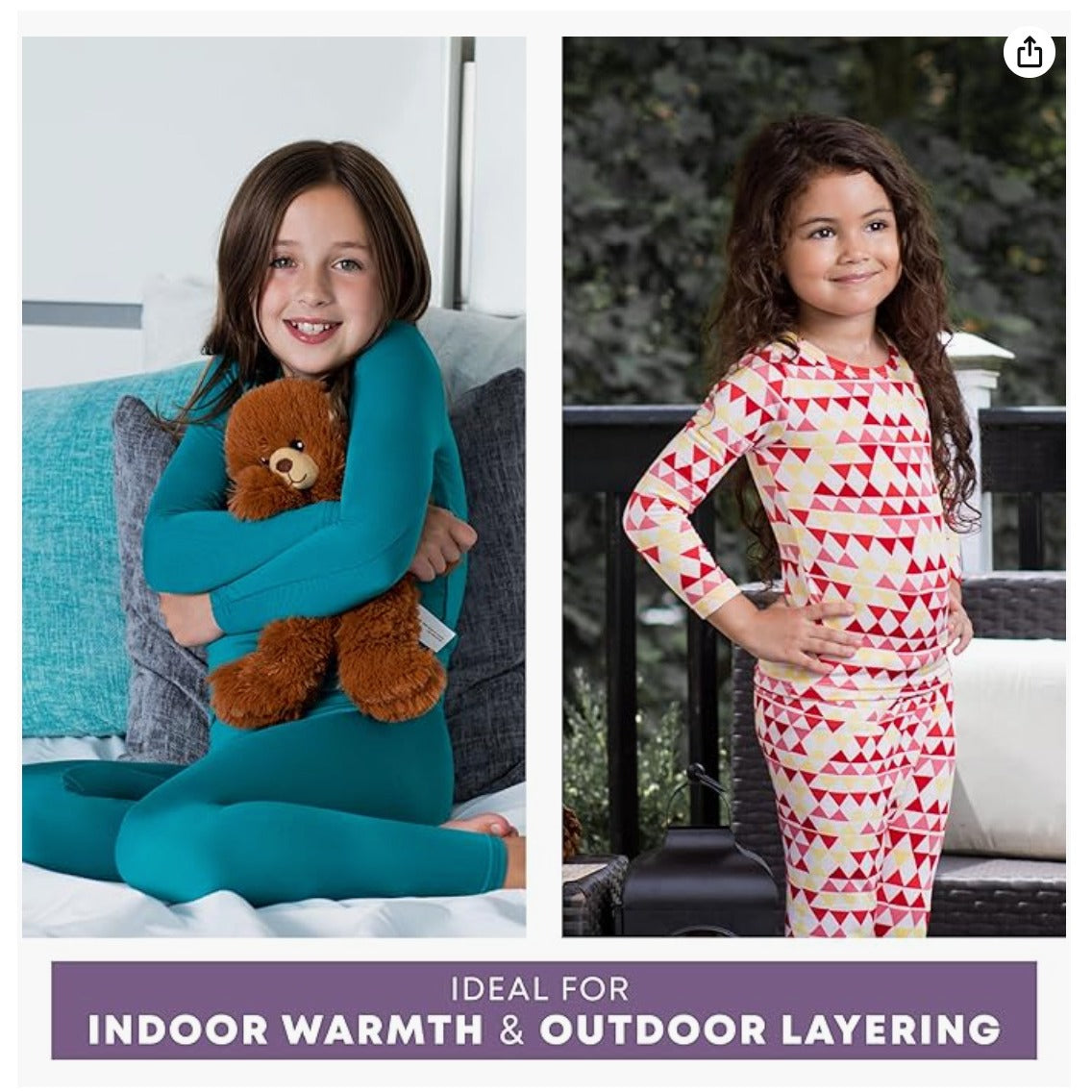 Rocky Thermal Underwear for Kids, Girls Thermals Top and Bottom Set, Long Johns