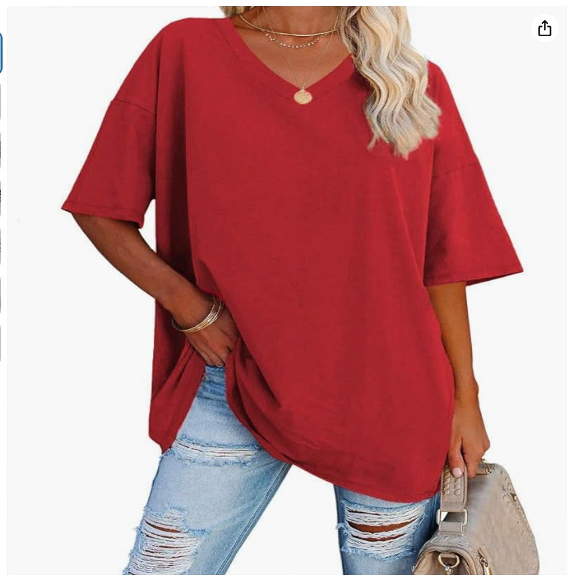 💋Women's oversize loose 1/2 sleeve fashion V-neck