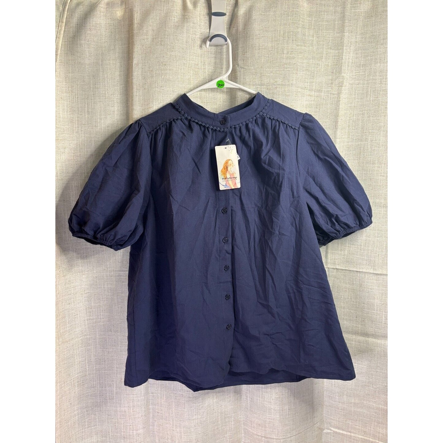 PrettyGarden women's summer button down shirt blue- Vintage looking, Hippie-chic