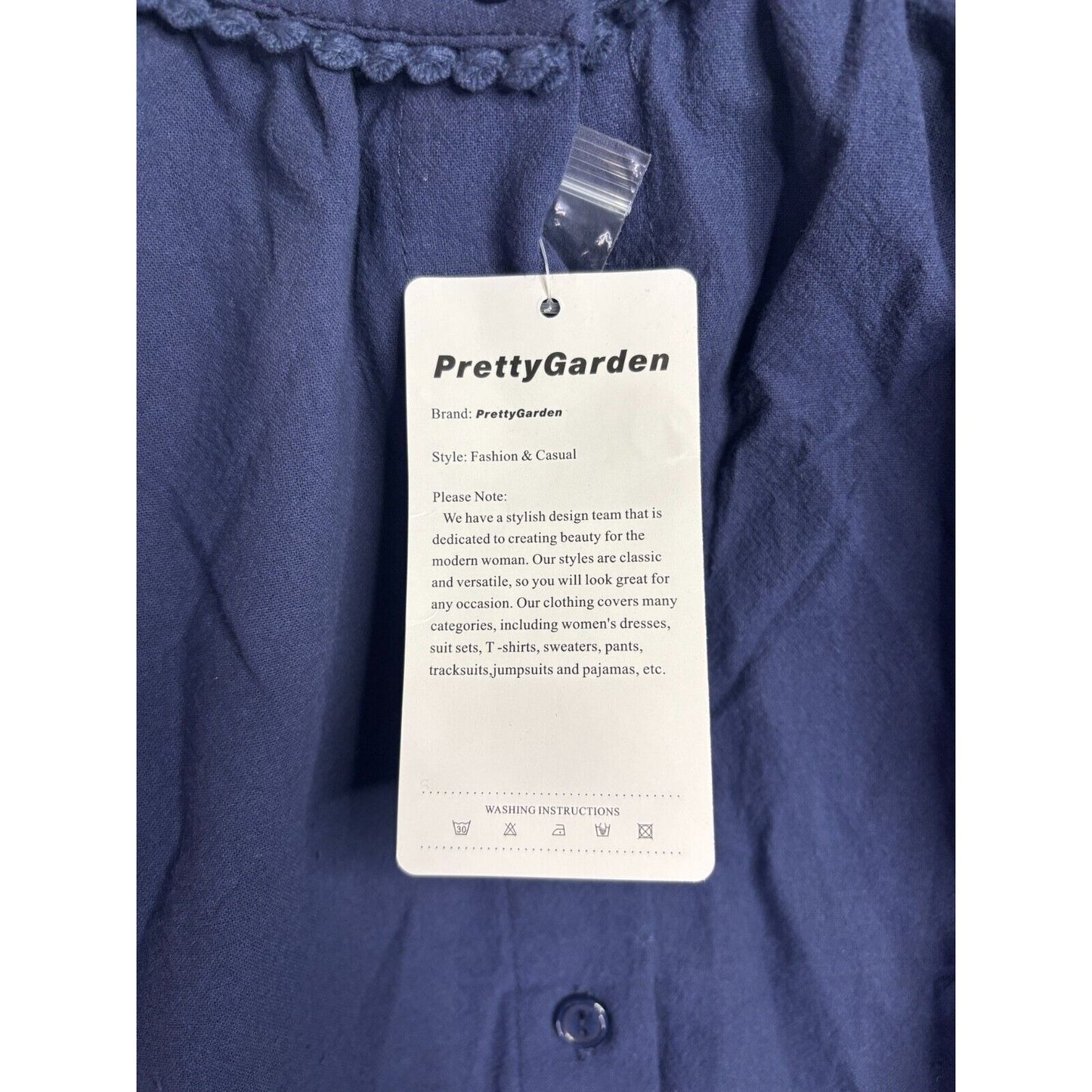 PrettyGarden women's summer button down shirt blue- Vintage looking, Hippie-chic